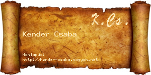 Kender Csaba névjegykártya